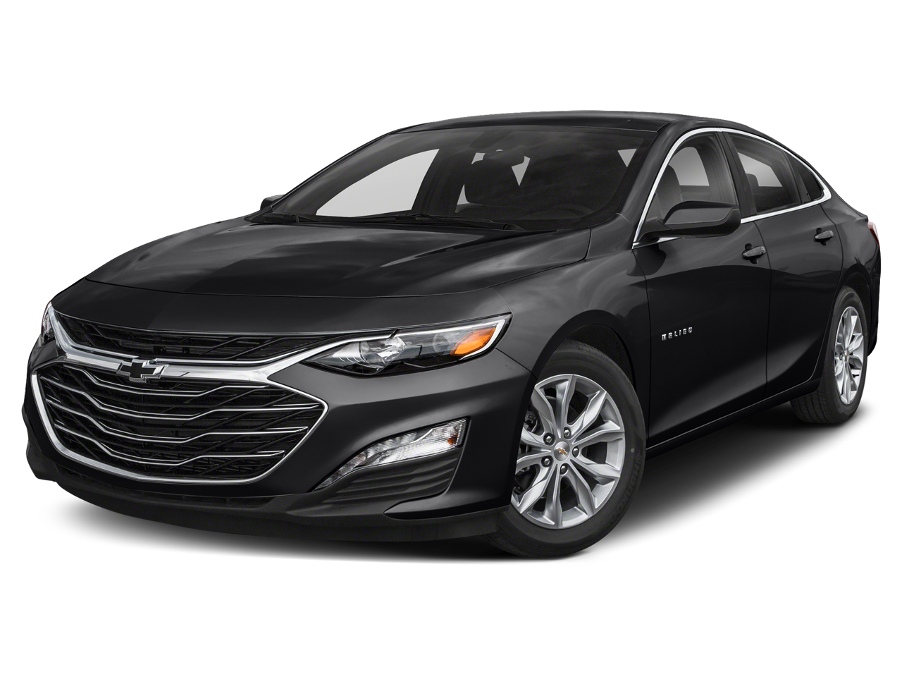 2020 Chevrolet Malibu LT in Mosaic Black Metallic — front three-quarter view
