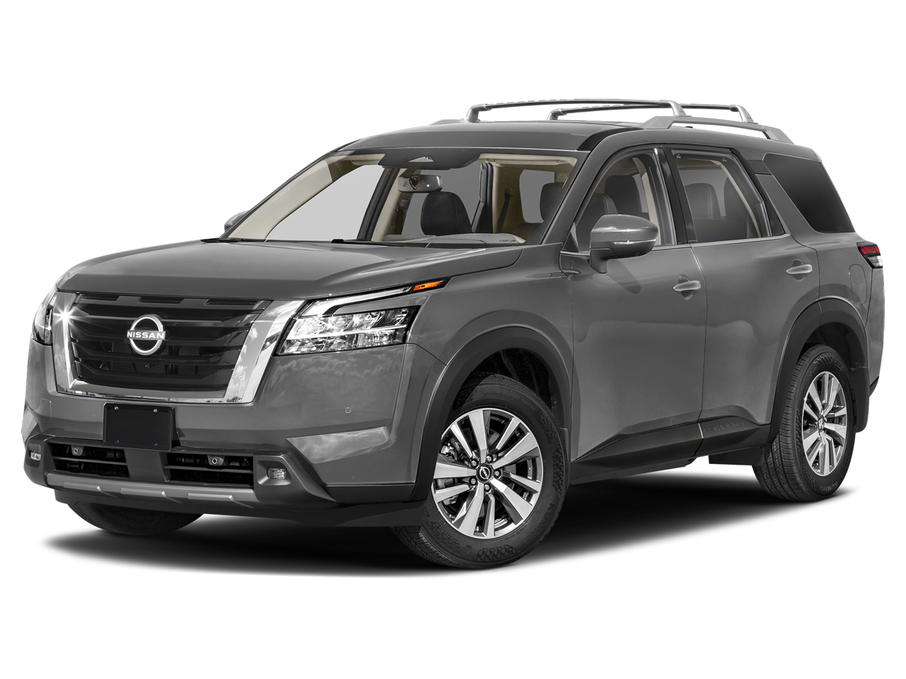 2023 Nissan Pathfinder SL in Gun Metallic — front three-quarter view