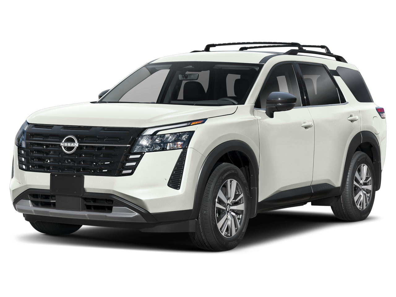 2026 Nissan Pathfinder SL in Everest White Pearl Tricoat — front three-quarter view