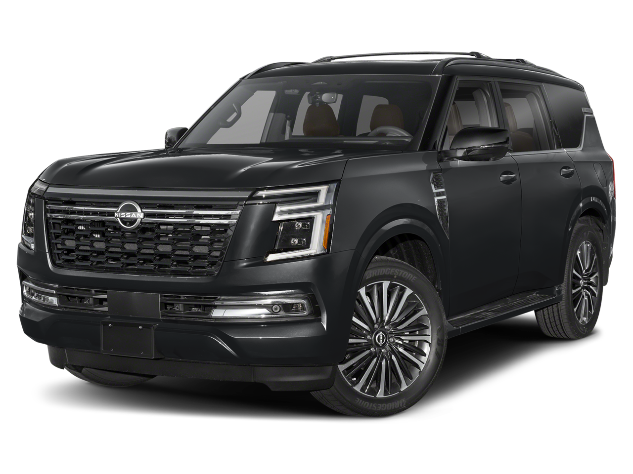 2026 Nissan Armada Platinum Reserve in Super Black — front three-quarter view
