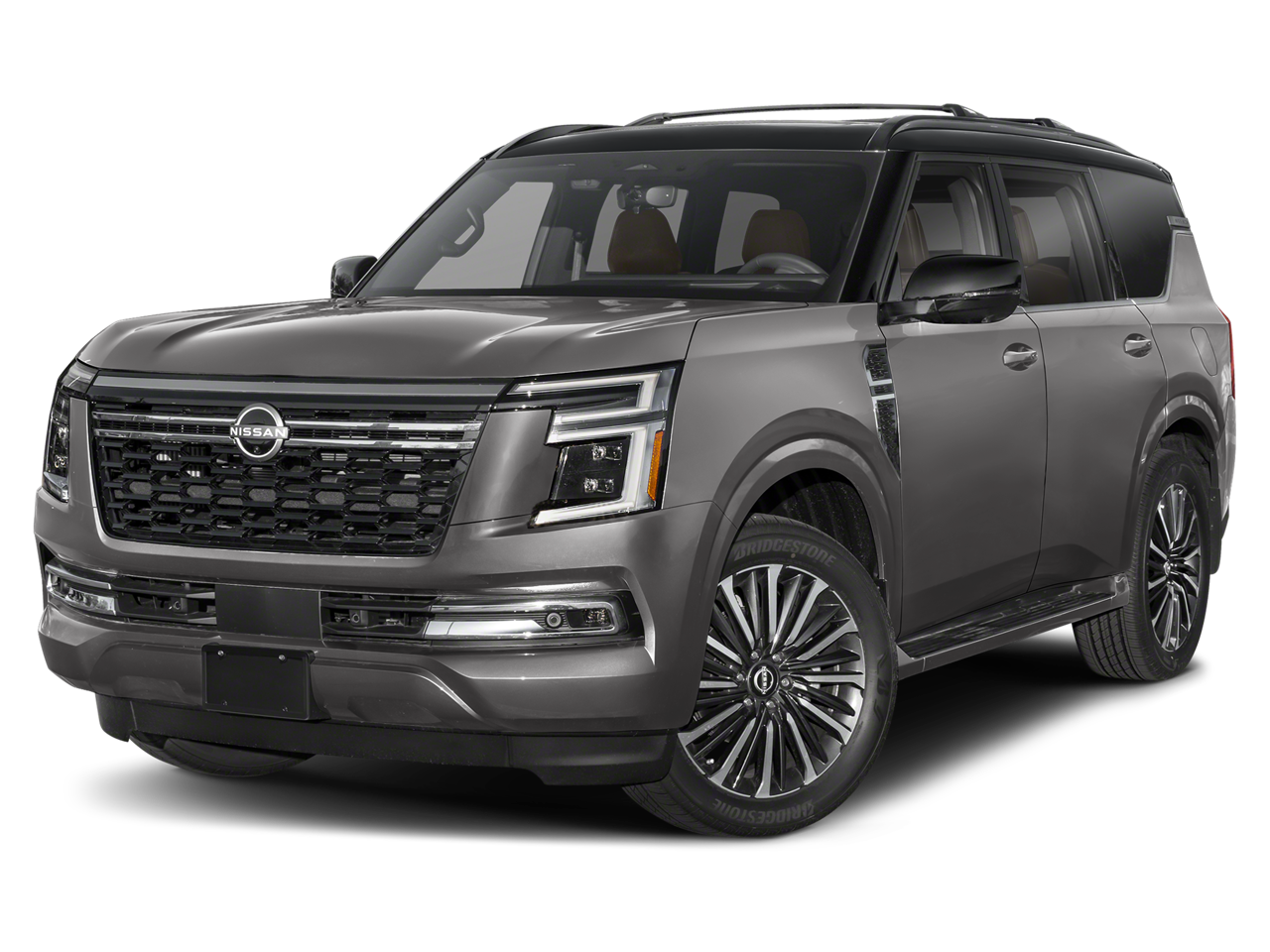 2026 Nissan Armada Platinum Reserve in Gun Metallic/Super Black — front three-quarter view