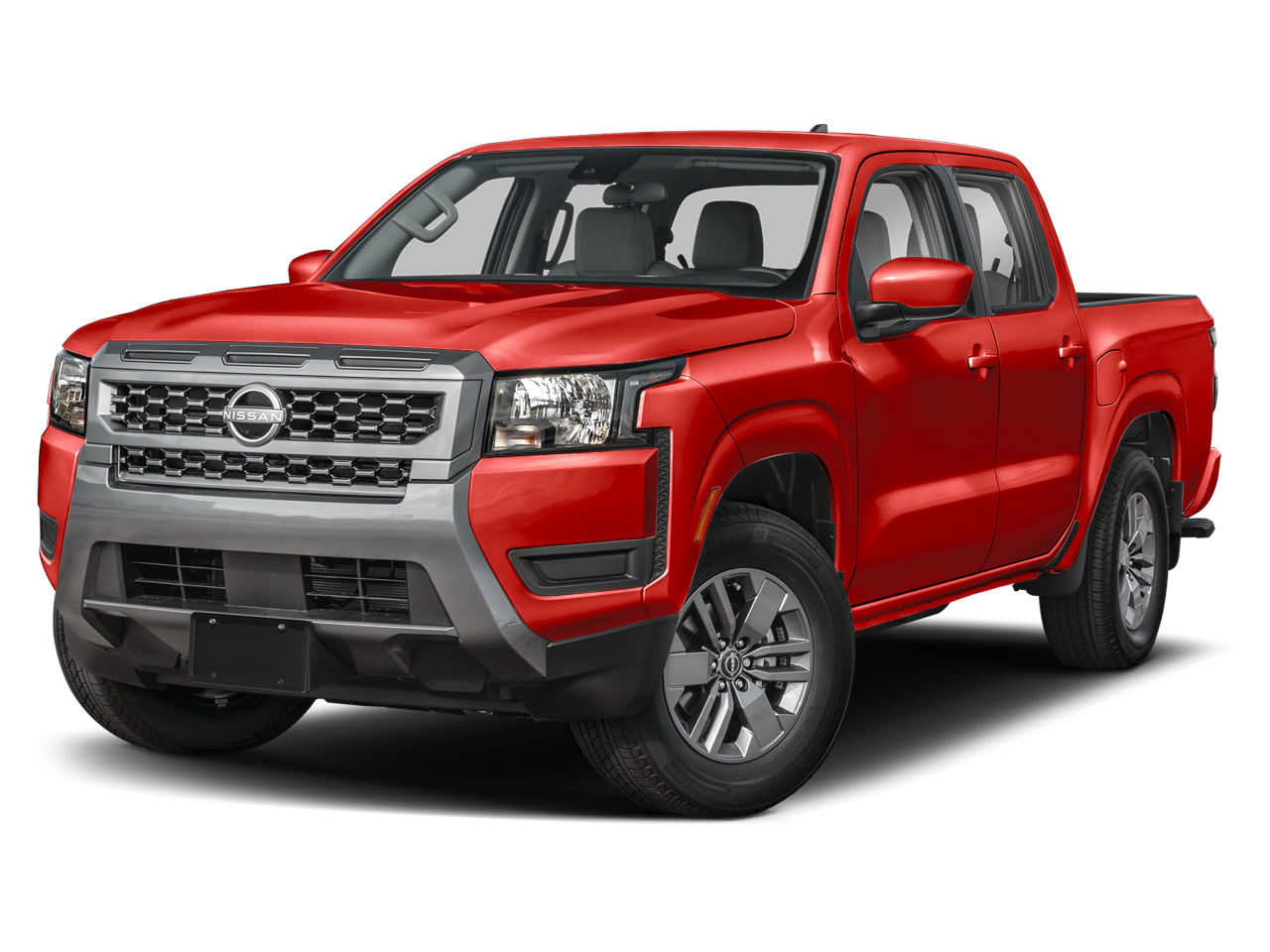 2026 Nissan Frontier SV in Red Alert — front three-quarter view