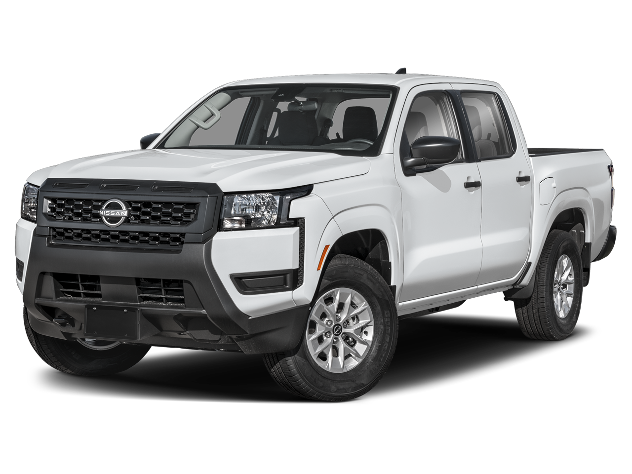 2026 Nissan Frontier S in Glacier White — front three-quarter view