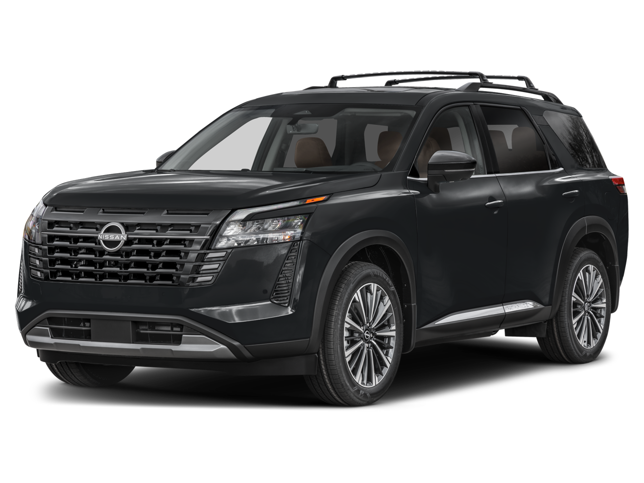 2026 Nissan Pathfinder Platinum in Gray — front three-quarter view