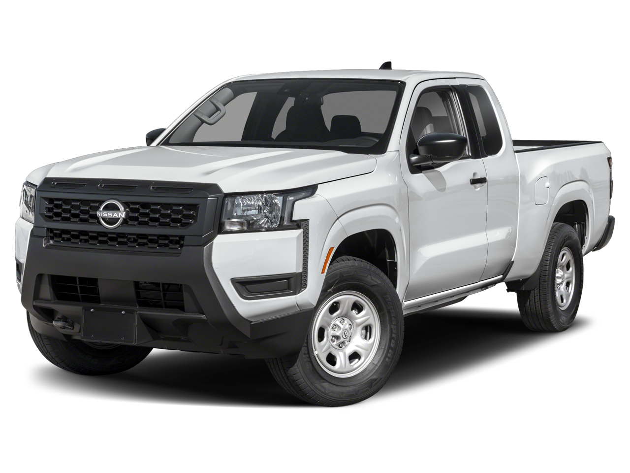 2026 Nissan Frontier S in Glacier White — front three-quarter view