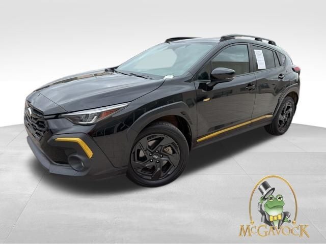 2024 Subaru Crosstrek Sport in Crystal Black Silica — front three-quarter view