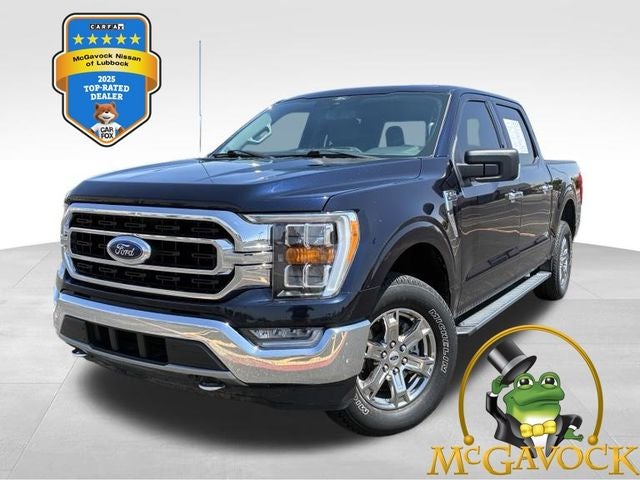 2021 Ford F-150 XLT in Blue Metallic — front three-quarter view