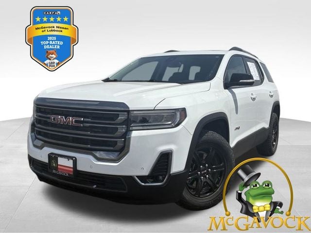 2022 GMC Acadia AT4 in Summit White — front three-quarter view