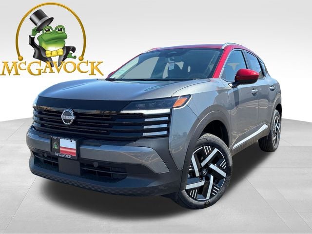 2026 Nissan Kicks SV in Gun Metallic/Scarlet Ember Tintcoat — front three-quarter view