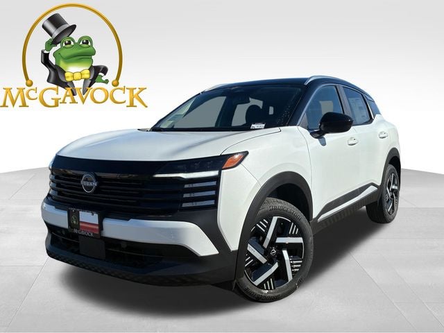 2026 Nissan Kicks SV in Aspen White/Super Black — front three-quarter view