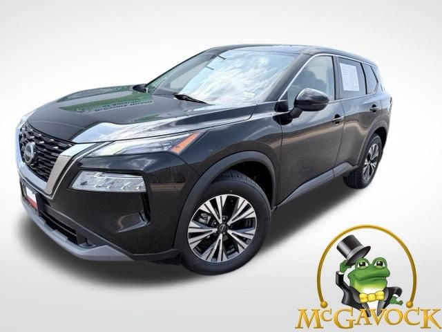 2022 Nissan Rogue SV in Super Black — front three-quarter view